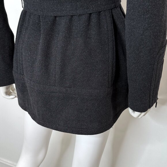 Cole Haan Wool Cashmere Blend Tie Waist Peacoat Jacket Coat in Gray Women's Sz 4 - Picture 16 of 16